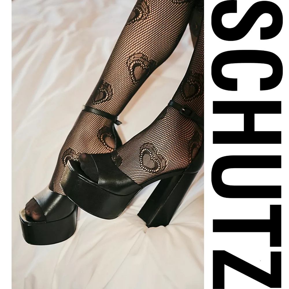SCHUTZ Lenne Black Platform Heels Size 7.5 - Picture 4 of 7